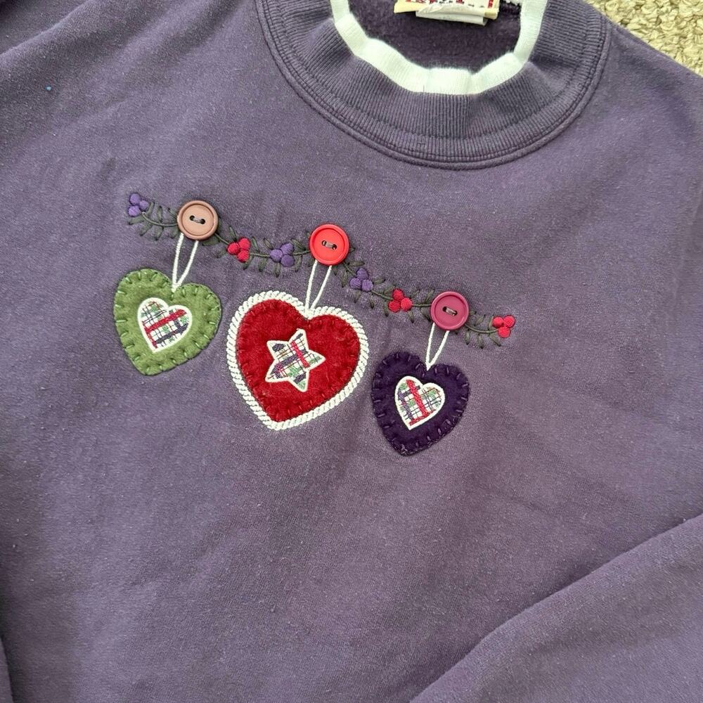 Vintage Grandmacore Christmas Embroidered Hearts Statement Collar Preppy